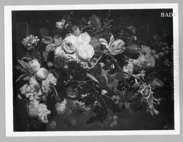 Still-life with flower+ fruits - view 1
