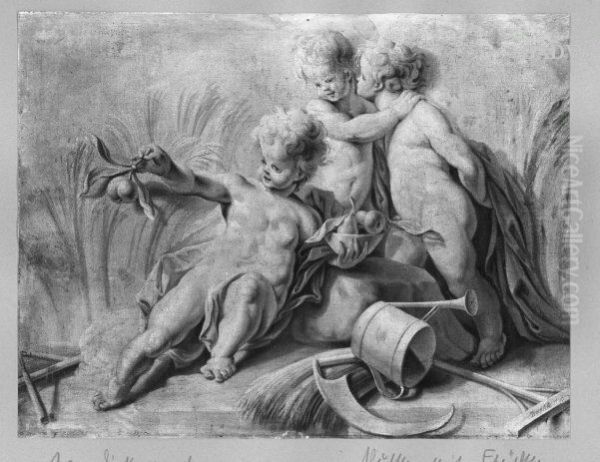 Drei Putten, Grisaille - view 1