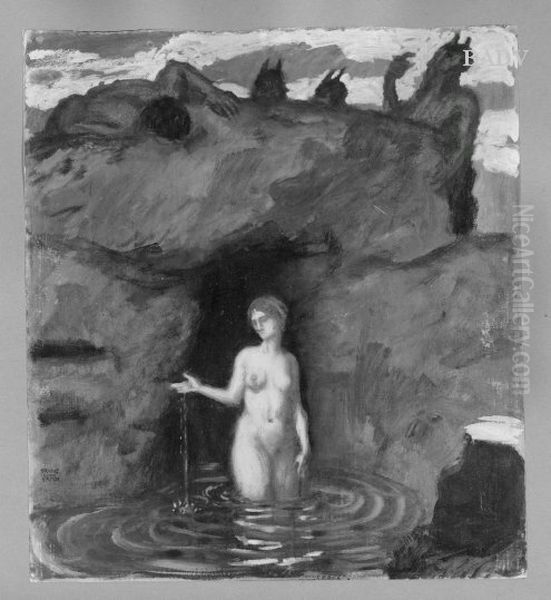 Badende Nymphe vom Faun belauscht - view 1