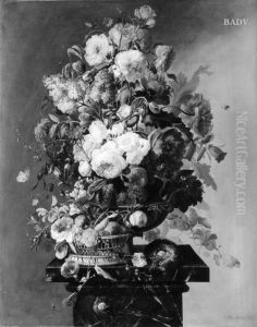 Blumenstuck mit Fruchtkorb Blumenstuck mit Fruchtkorb
