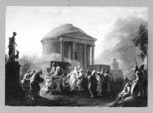 sacrifice of Iphigenie in front of a temple by Vinzenz Fischer