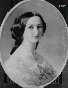 Weibliches Bildnis mit rosa Schleife am Kleid by Franz Xavier Winterhalter