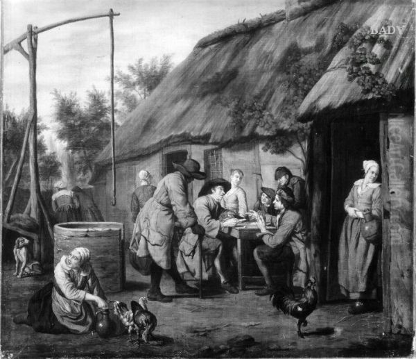 Kartenspieler vor einem Bauernhaus - view 1