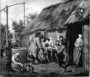 Kartenspieler vor einem Bauernhaus by Jan Josef Horemans the Younger