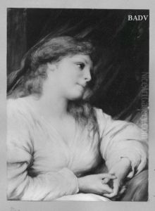 "Contemplation", Brustbild eines Madchens im rosa Gewand "Contemplation", Brustbild eines Madchens im rosa Gewand