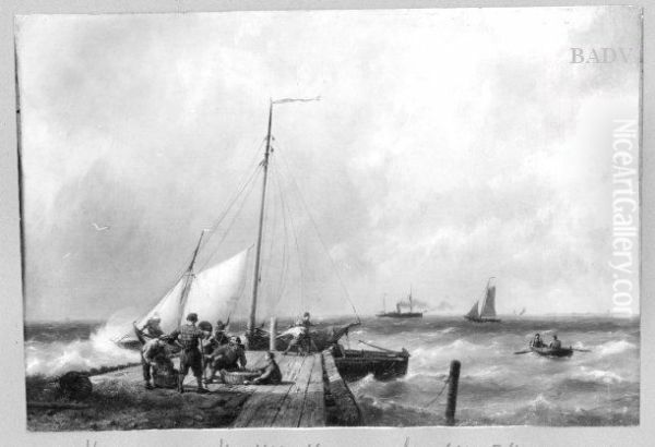 boats + fishermen at the shore - view 1