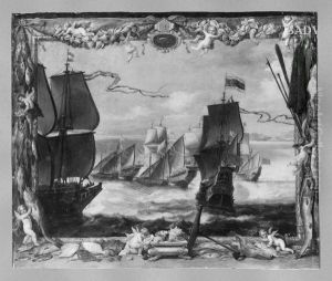 Seascape in a painted frame