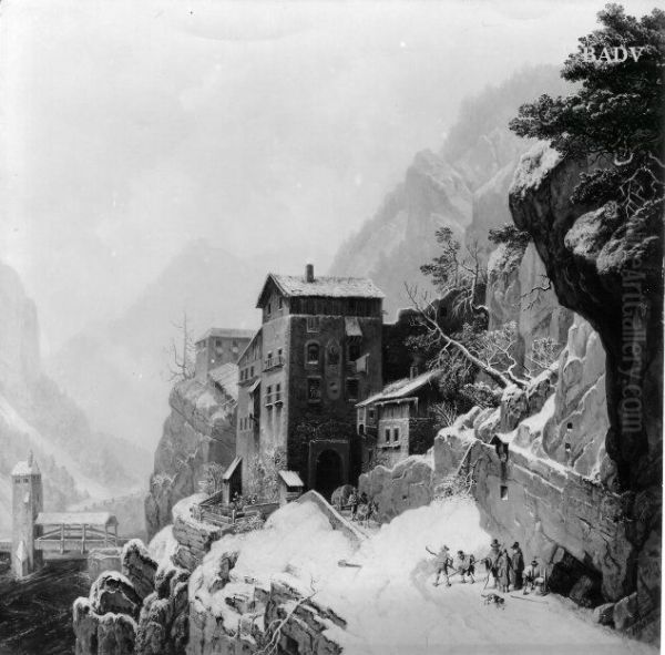 Bergstadtchen im Schnee (Finstermunzpass) - view 1