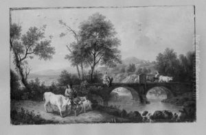 Italienische Landschaft mit Brucke und Staffage by Francesco Zuccarelli