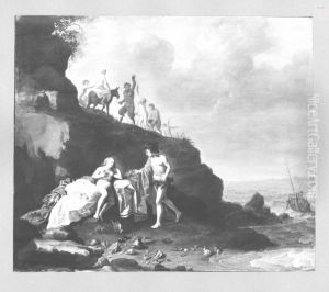 Bacchus and Ariadne at the sea by Cornelius van Poelenburgh