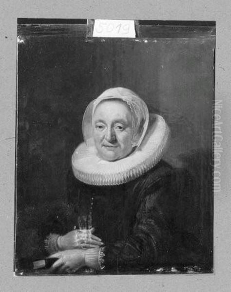 Bildnis einer alteren Frau mit weisser Haube und Radkragen - view 1