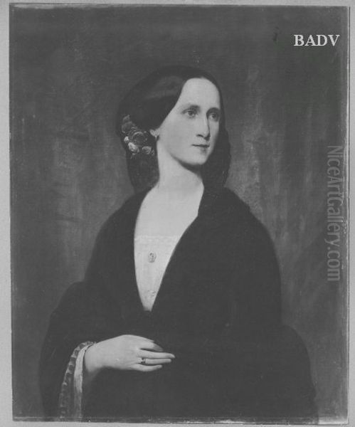 Bildnis einer Dame mit schwarzem Shawl und Rose im Haar - view 1