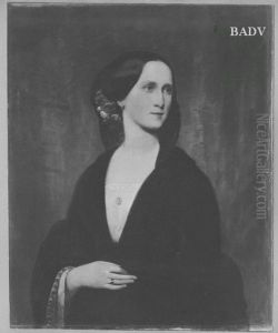 Bildnis einer Dame mit schwarzem Shawl und Rose im Haar by Karl von Piloty