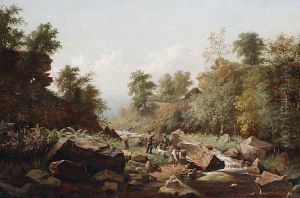 A Rocky Riverbank by George Cammidge
