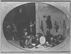 In der Rustkammer der Burgergarde, im Hintergrund Soldaten by David Teniers the Younger