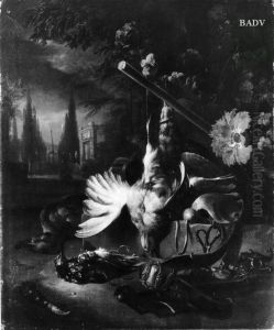 Jagdstillleben mit Armbrust und erlegten Vogeln Jagdstillleben mit Armbrust und erlegten Vogeln