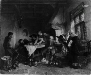Wirtshausszene, Streit beim Kartenspiel by Johannes Marius ten Kate