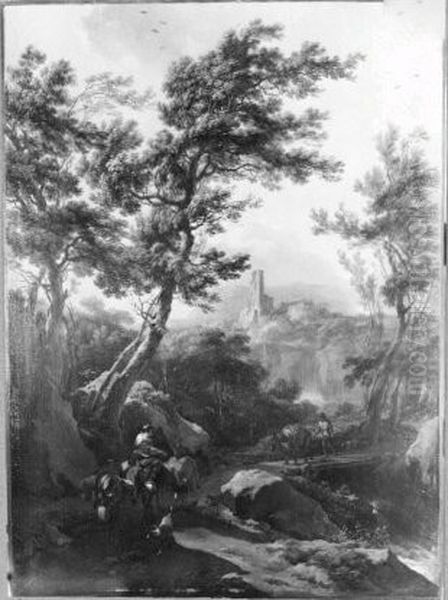 Landscape with donkey - men - view 1