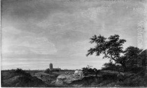 Abendliche Landschaft mit Staffage Abendliche Landschaft mit Staffage