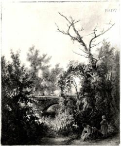 Landschaft mit Brucke und Wascherinnen Landschaft mit Brucke und Wascherinnen