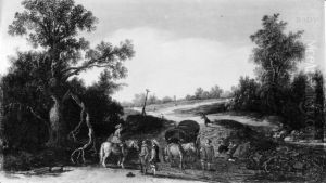 Uberfall auf einen Reisewagen by Esaias Van De Velde