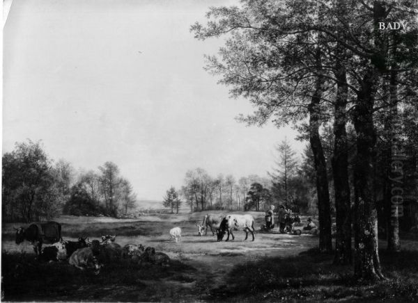 Landschaft mit weidendem Vieh und Staffage - view 1