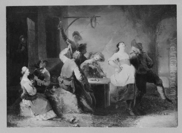 peasants dancing in front of a tavern - view 1