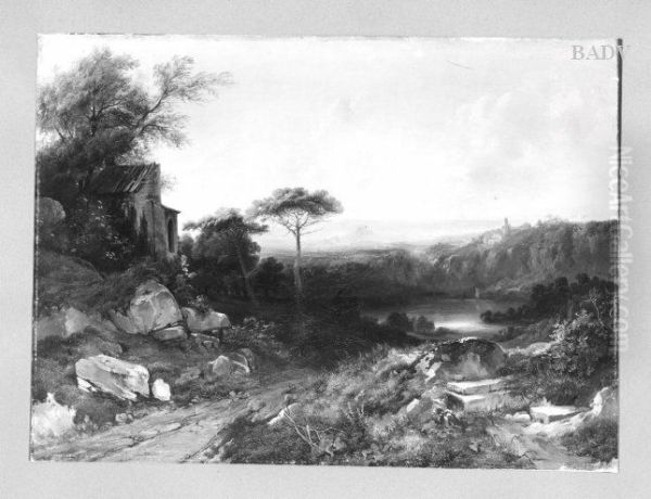 italian landscape with lake - view 1