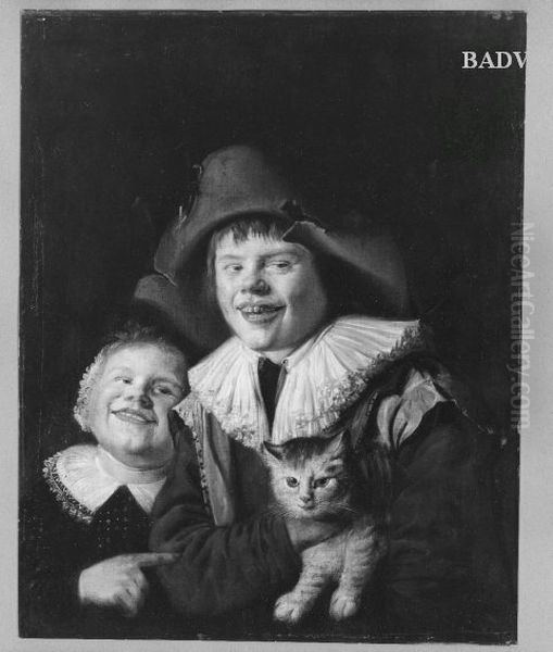 Bildnis zweier Kinder mit Katze - view 1