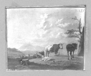 Landschaft mit zwei Hirtenjungen, Kuh, Pferd und Schafen Landschaft mit zwei Hirtenjungen, Kuh, Pferd und Schafen