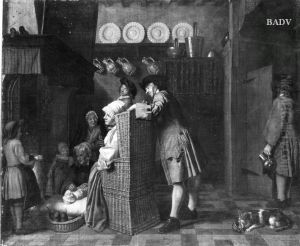 Hollandisches Interieur mit Familienszene by Jan Josef Horemans the Younger
