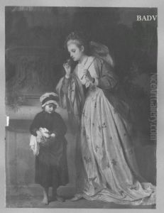 Dame und Blumenmadchen by Claudius Schraudolph