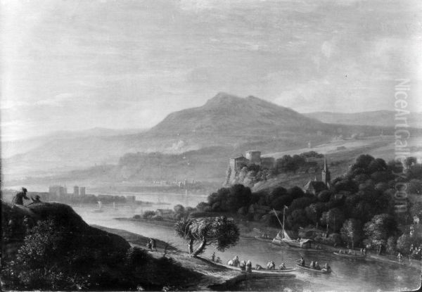 Flusslandschaft mit Bergen im Hintergrund - view 1