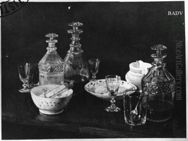Stillleben mit Teegeschirr (Glasflaschen und Glaser) - view 1