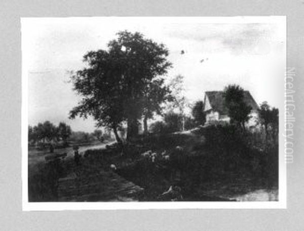 Landscape with Oak trees and a Farmhouse - view 1