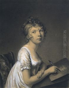 Portrait of a Young Woman Drawing Herself