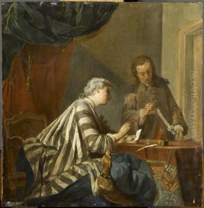 Une femme occupee a cacheter une lettre by Jean-Baptiste-Simeon Chardin