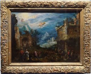 holy family in landscape by Frederik Van Valckenborch