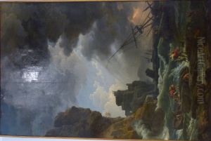 Tempete, avec naufrage d'un vaisseau by Joseph Vernet
