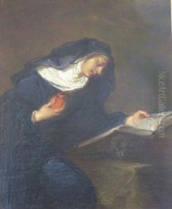 A saint reading (Saint Gertrude the Great?) by Giuseppe Bazzani