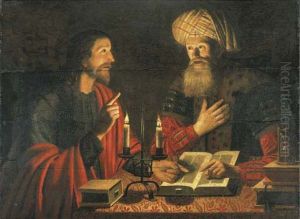 Christ talking with Nicodemus at night by Crijn Hendricksz Volmarijn