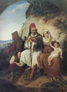 Griechische Familie auf der Rast
