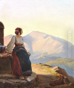 An Italian woman enjoying the landscape. An Italian woman enjoying the landscape.