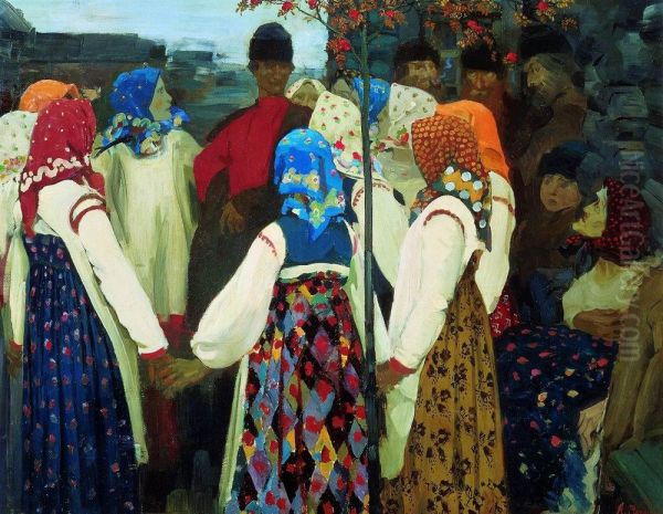 A Young Man Breaking into the Girls' Dance, and the Old Women are in Panic - view 1