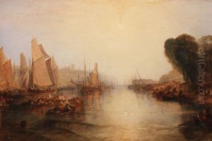 East Cowes Castle, the Seat of John Nash, Esq.; the Regatta Starting for their Moorings. East Cowes Castle, the Seat of John Nash, Esq.; the Regatta Starting for their Moorings.