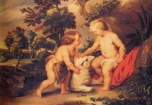 The Christ Child and the infant Saint John the Baptist. by (studio of) Rubens, Peter Paul