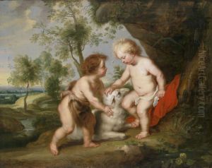 Christ and John the Baptist as children in a landscape