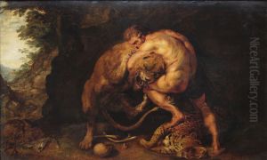 Lupta Lui Hercule cu leul din Nemeea. by (studio of) Rubens, Peter Paul
