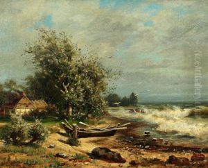 Beach Scene with Rowing Boat