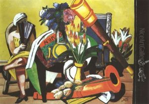 Grosses Stilleben mit Fernrohr by Max Beckmann